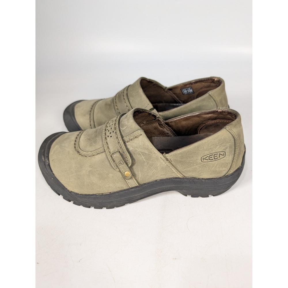 KEEN Presidio Leather Slip On Shoes Womens 11 Olive Green Khaki Loafers 1007738 - Picture 3 of 5